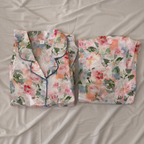 Floral Charm Long Sleeve Satin Pajamas Set