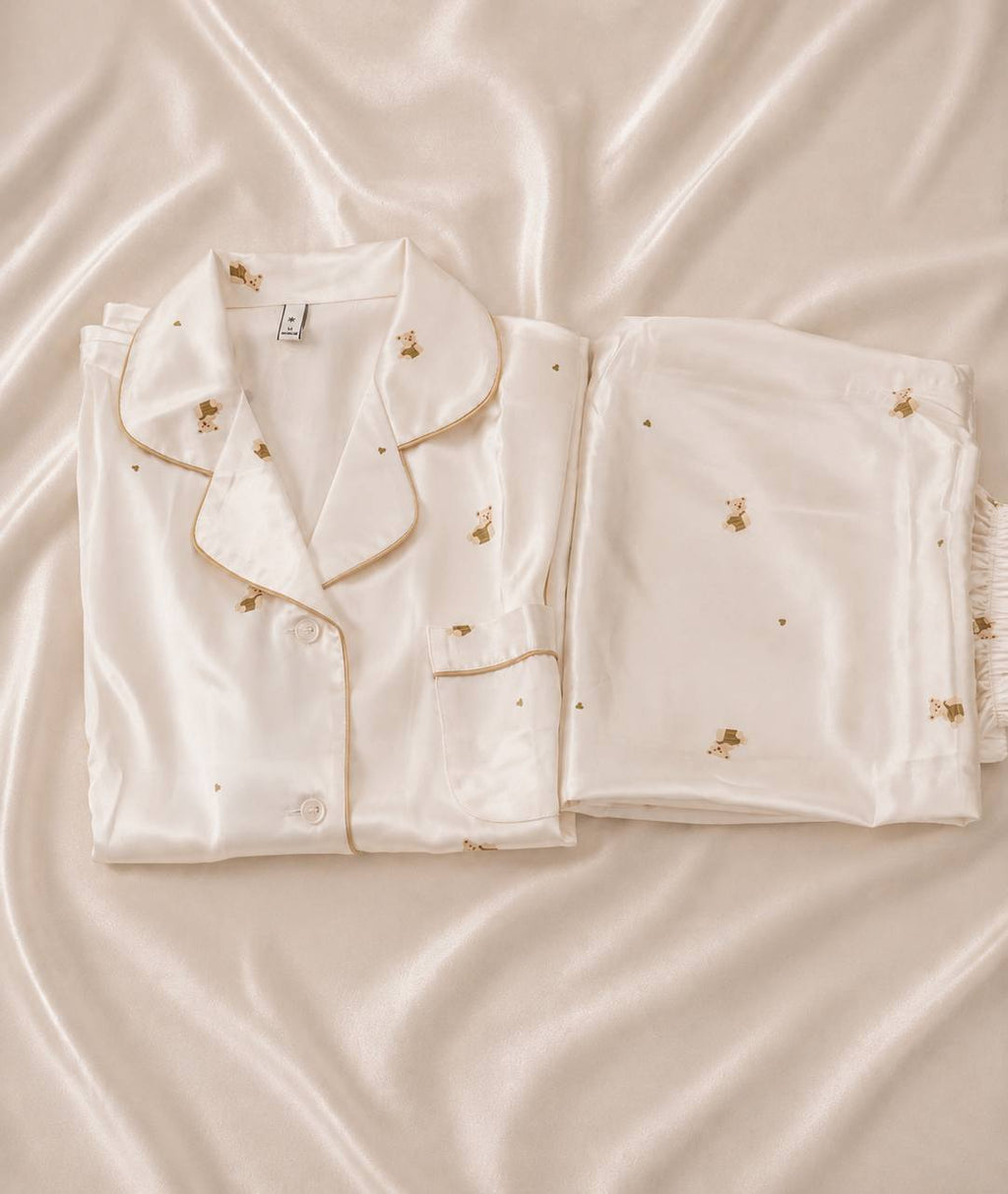 Teddy Dream Short Sleeve Ice Silk Pajamas Set