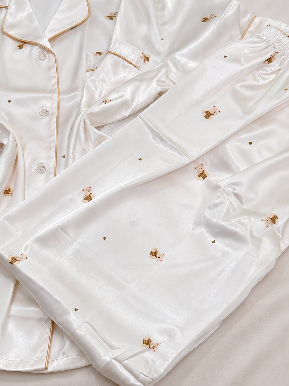 Teddy Dream Short Sleeve Ice Silk Pajamas Set