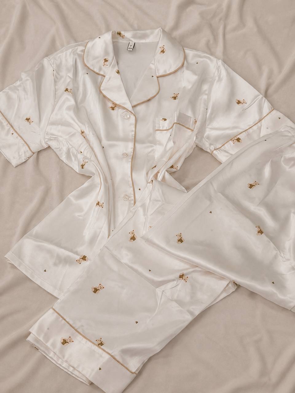 Teddy Dream Short Sleeve Ice Silk Pajamas Set