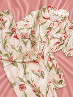 Booming Elegance Short Sleeve Satin Pajamas Set