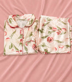 Booming Elegance Short Sleeve Satin Pajamas Set