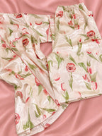 Booming Elegance Short Sleeve Satin Pajamas Set