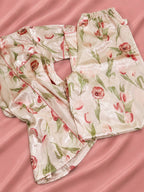 Booming Elegance Short Sleeve Satin Pajamas Set