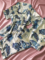Blue Turtle Short Sleeve Pajamas Set