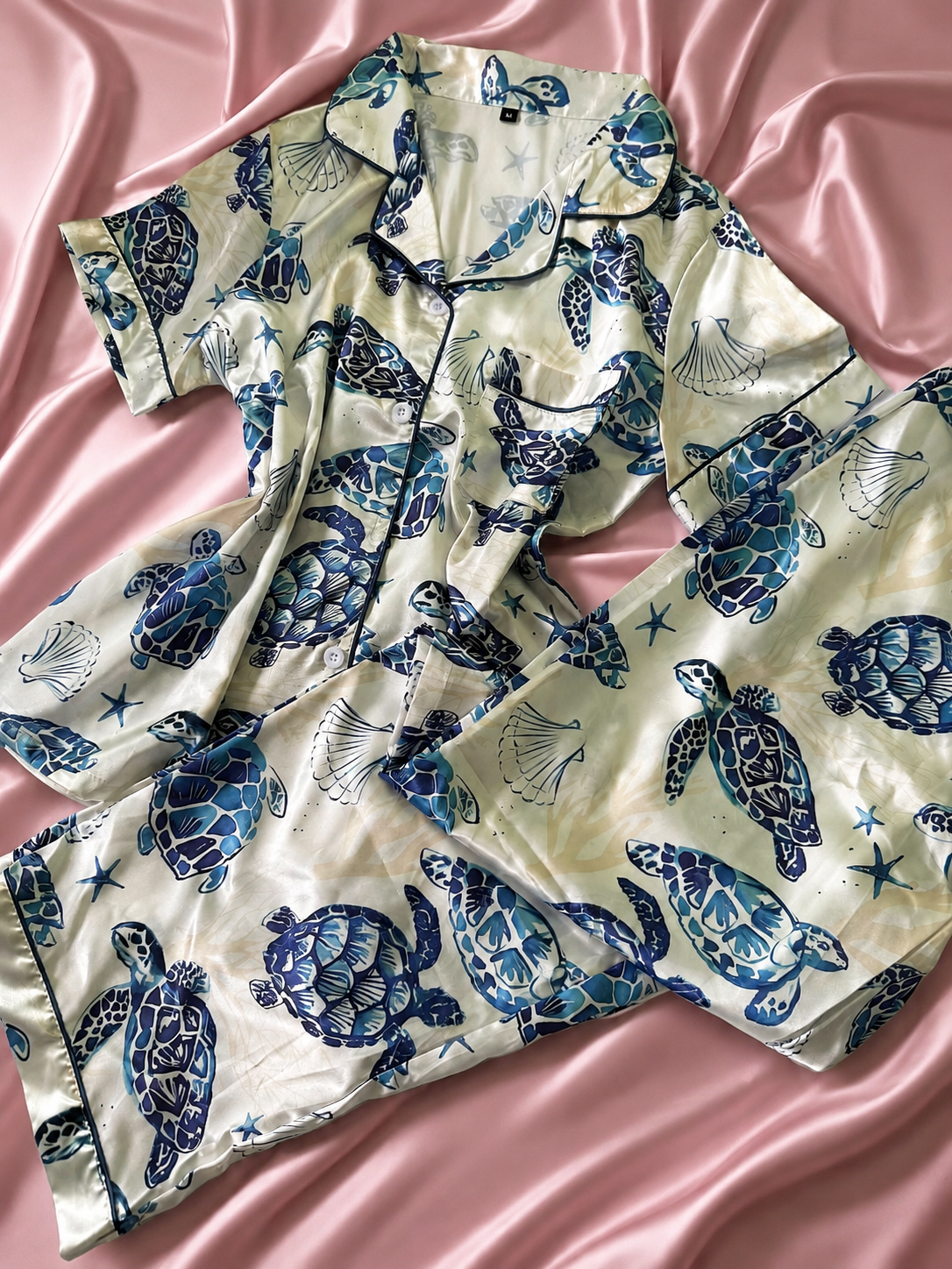 Blue Turtle Short Sleeve Pajamas Set