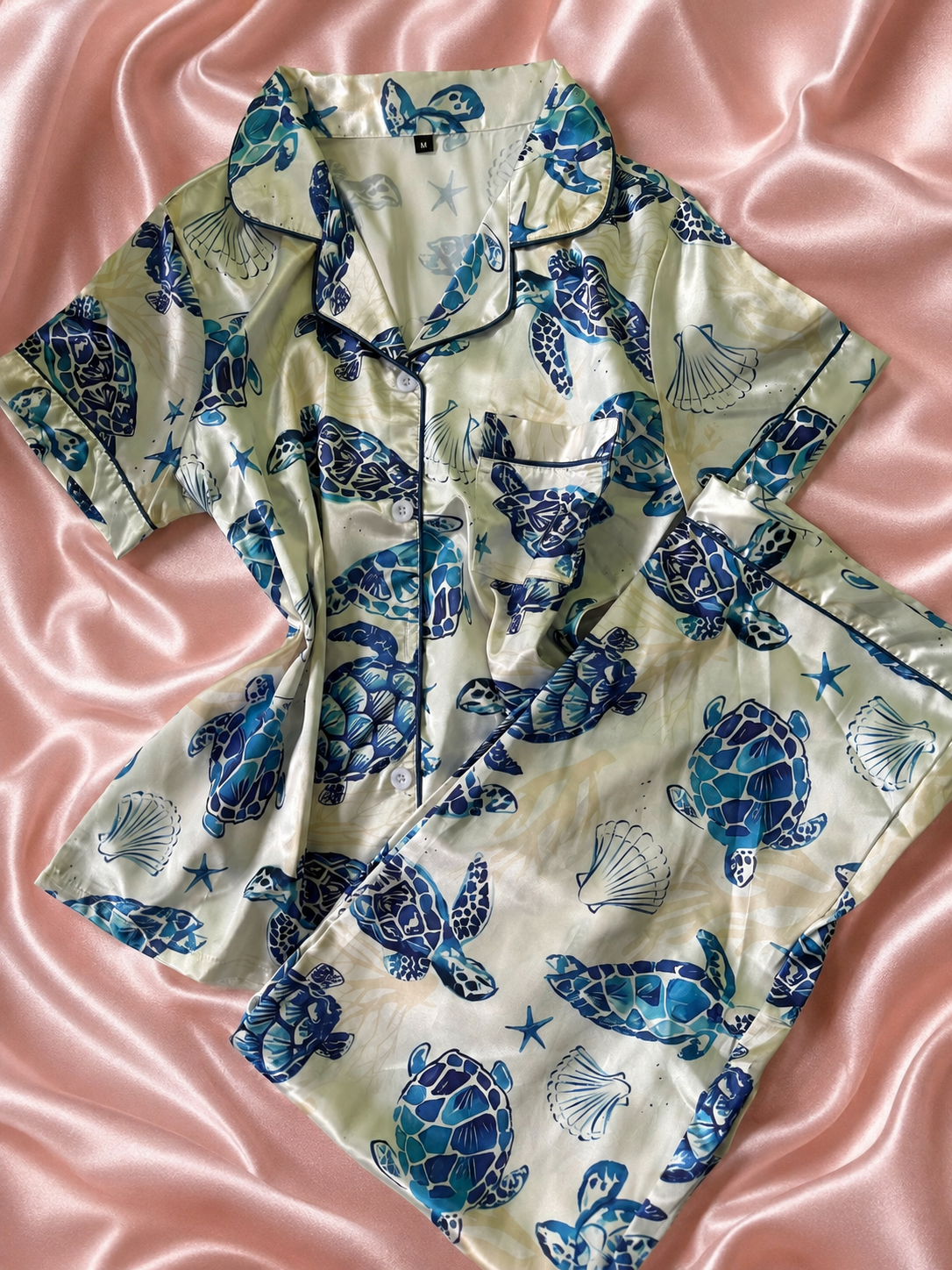Blue Turtle Short Sleeve Pajamas Set