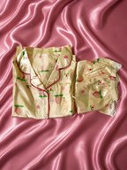 Peach Blossom Short Sleeve Satin Pajamas Set
