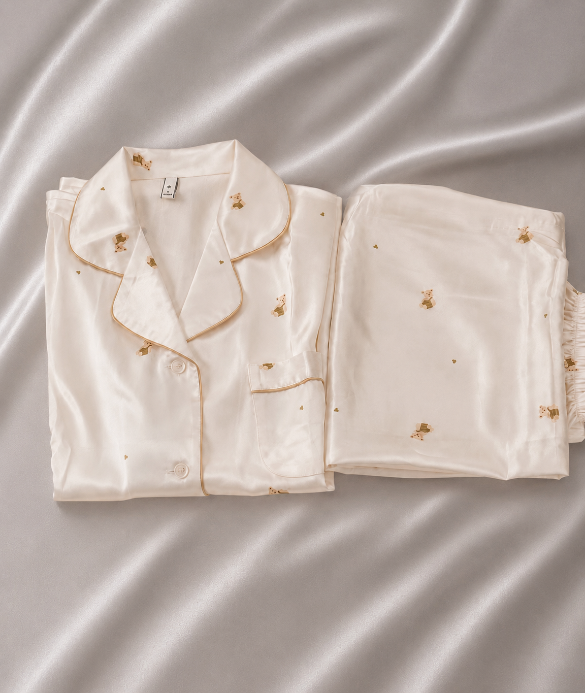 Teddy Dream Short Sleeve Ice Silk Pajamas Set