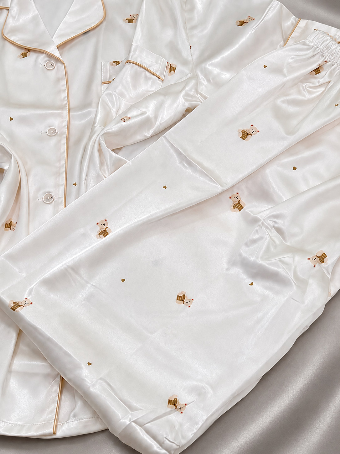 Teddy Dream Short Sleeve Ice Silk Pajamas Set