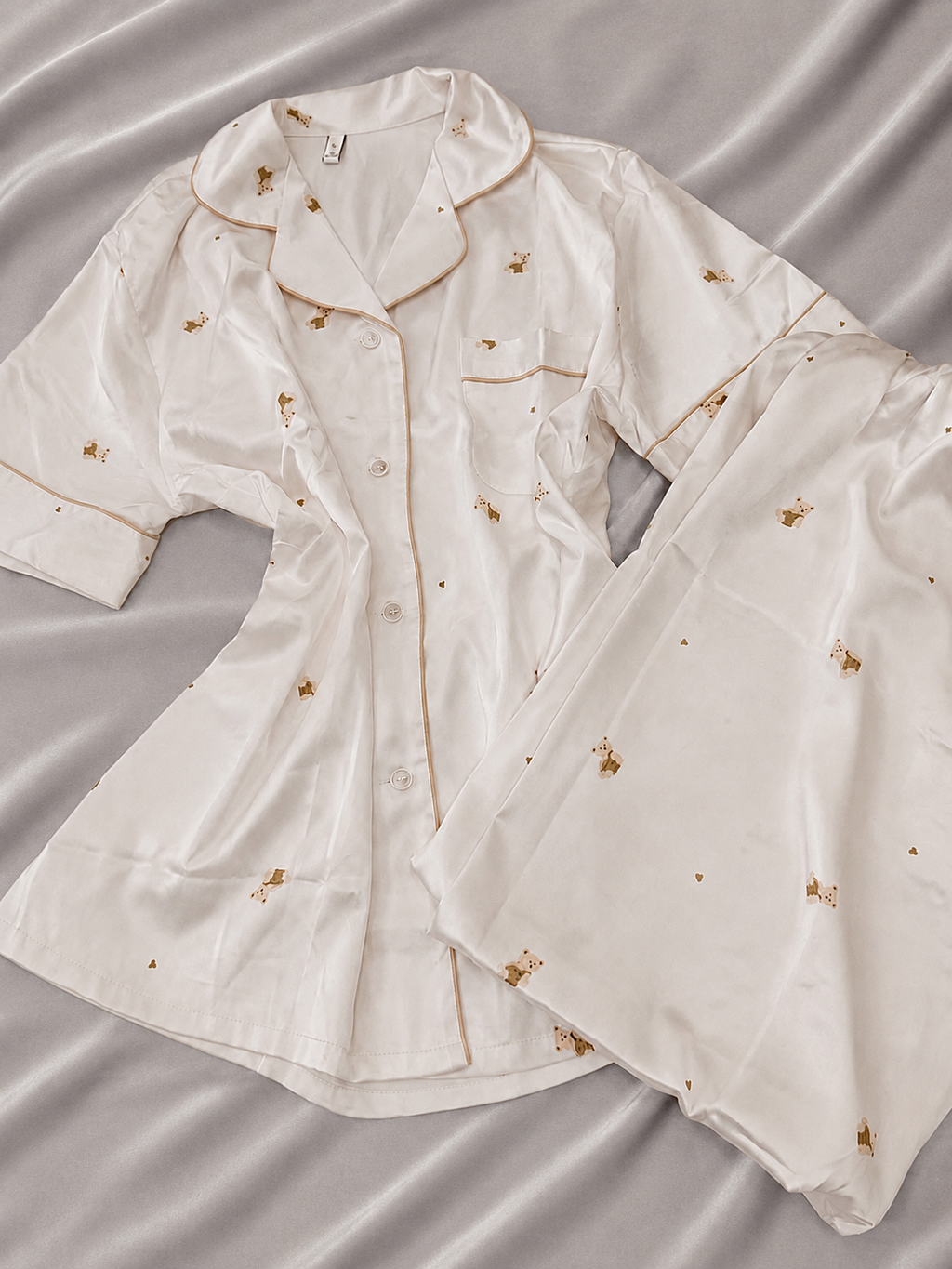 Teddy Dream Short Sleeve Ice Silk Pajamas Set