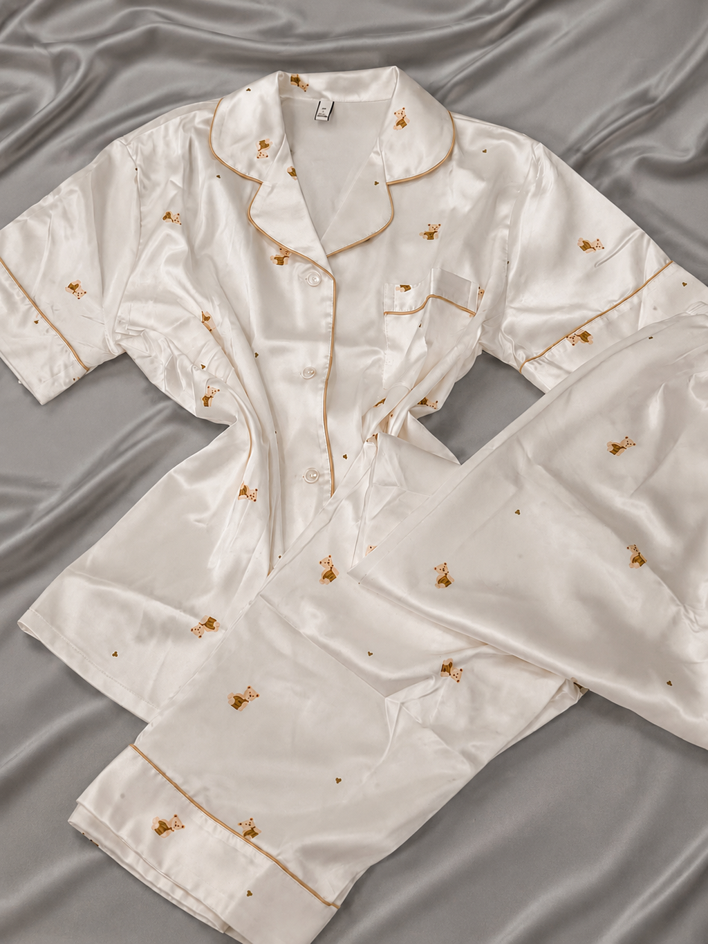 Teddy Dream Short Sleeve Ice Silk Pajamas Set