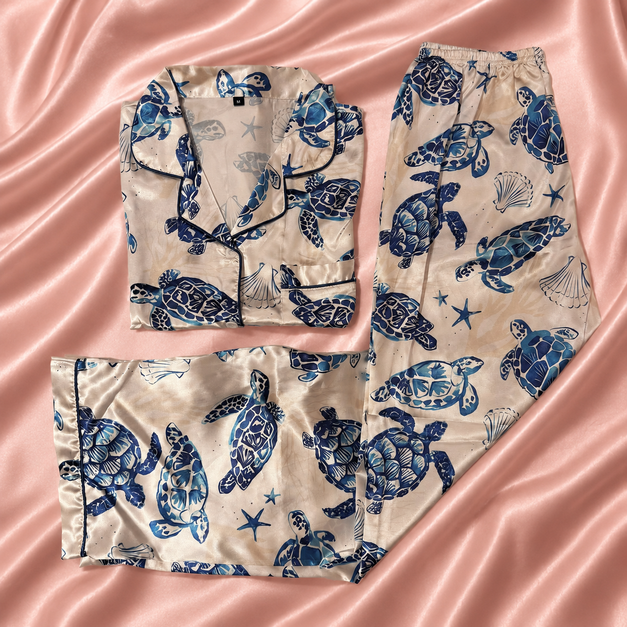 Blue Turtle Short Sleeve Pajamas Set