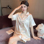Little Bear Short Sleeve Satin Pajamas Set