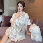 Little Bear Short Sleeve Satin Pajamas Set