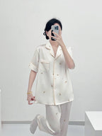 Teddy Dream Short Sleeve Ice Silk Pajamas Set